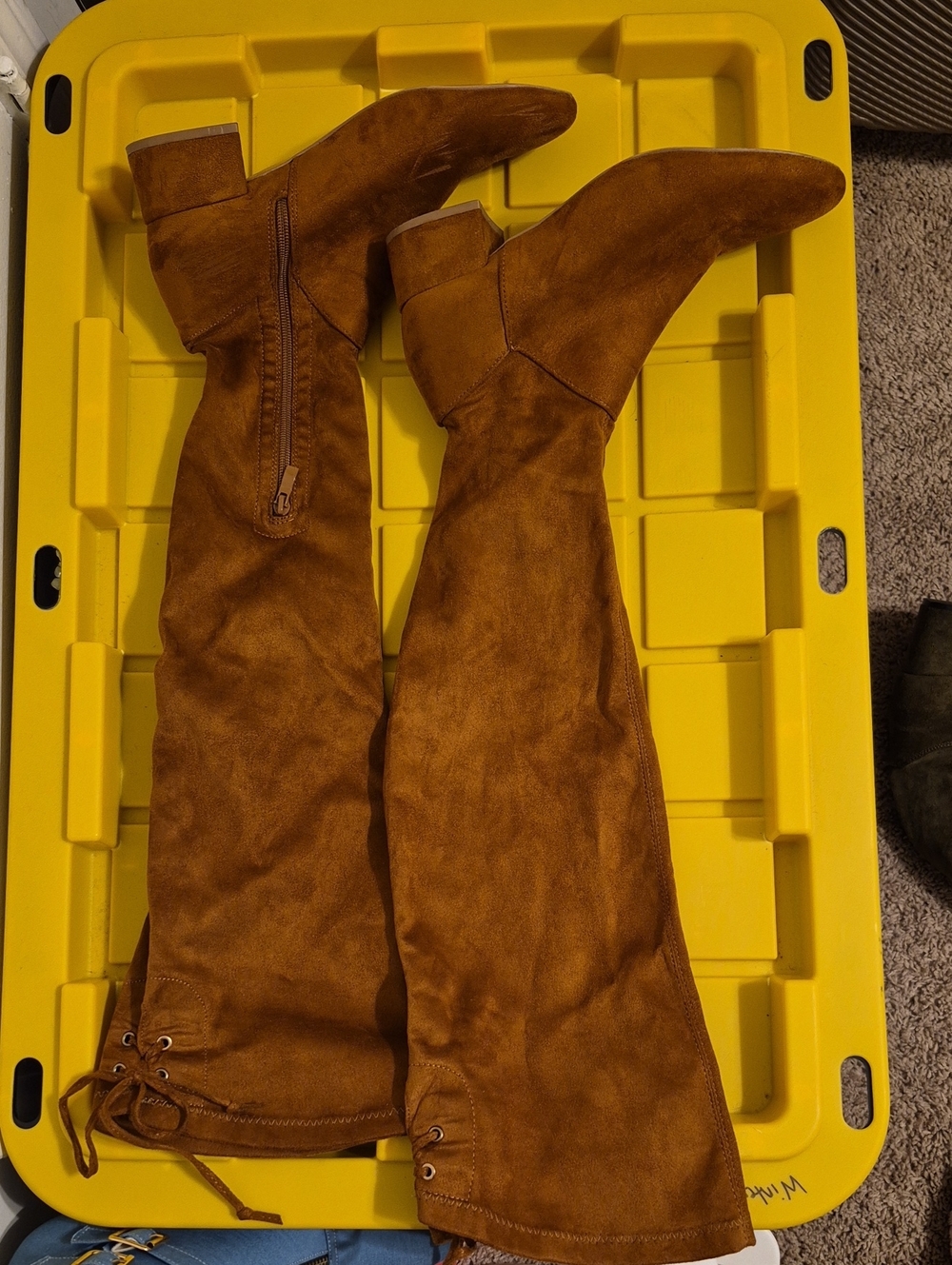Women’s Over-the-Knee Lace-Up Suede Boots - Brown